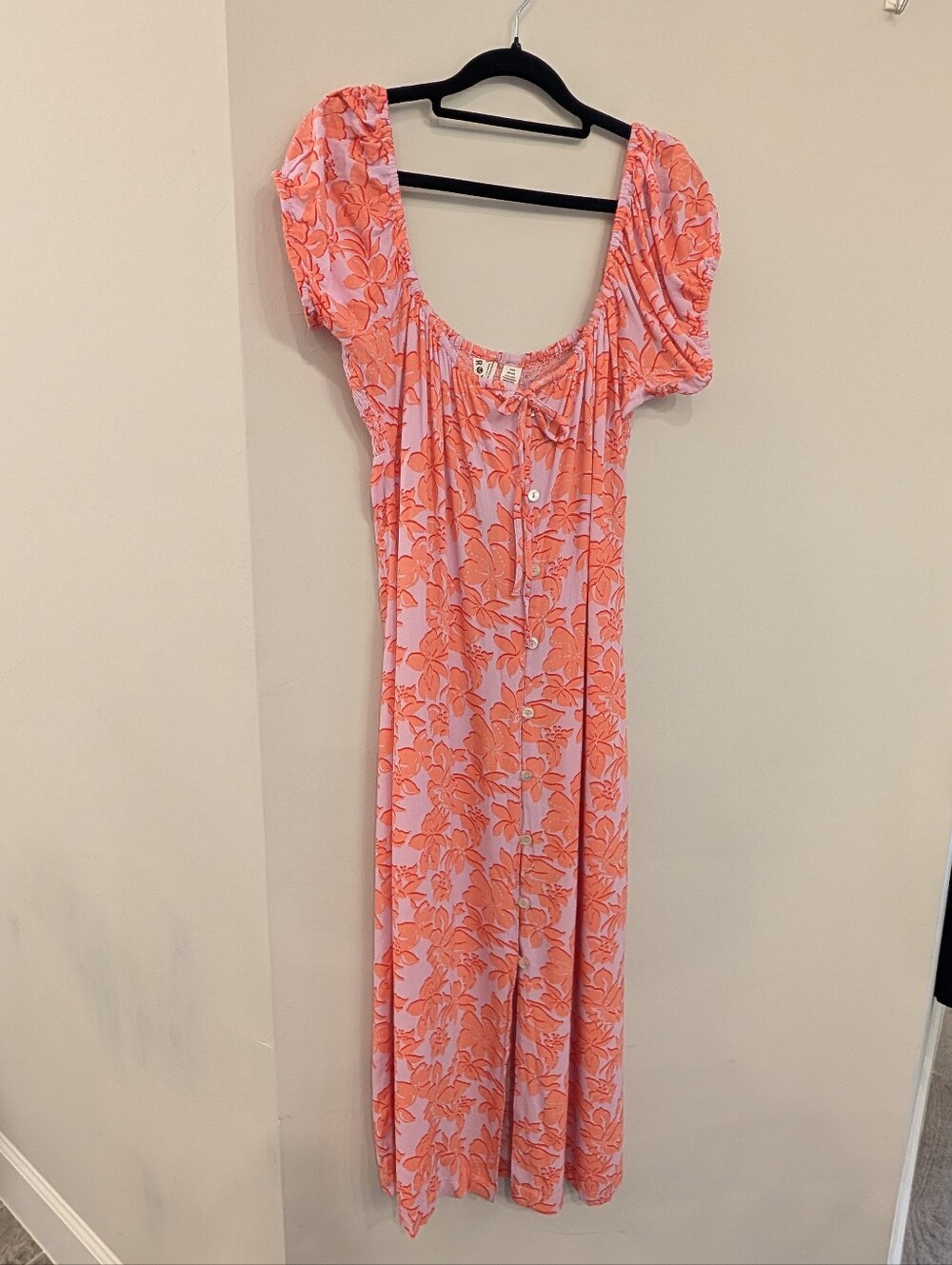 New Roxy Orchid Bouquet Floral Midi Dress Women's Size Large